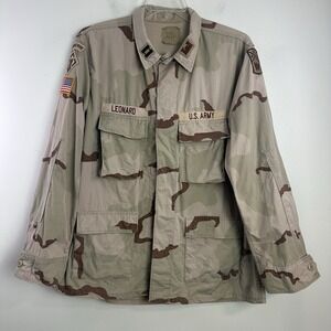 US Army 3 Color Desert Camo DCU Jacket Large Regular Captain Airborne Patches